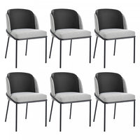 Olivia Set of 6 Modern Dining Chair with Slanted Legs and Adjustable Feet,Black&Gray 