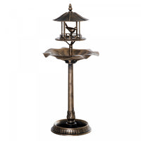 Outsunny 3-in-1 Garden Bird Bath Bowl Pedastal With Bird Feeder, Gold