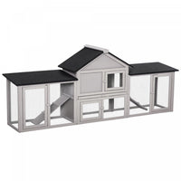 PawHut Large Rabbit Hutch Wood Bunny Cage Outdoor Guinea Pig House with Double Runs Slide Out Tray Ramps, 83