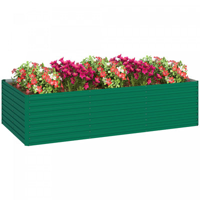 Outsunny Galvanized Raised Garden Bed, 8' x 4' x 2' Planter Box, Green