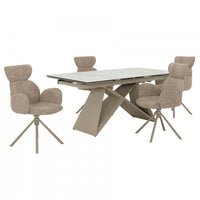 Wrenley 5-Piece Extendable Dining Set with Upholstered Armchairs (Seats 4-6)
