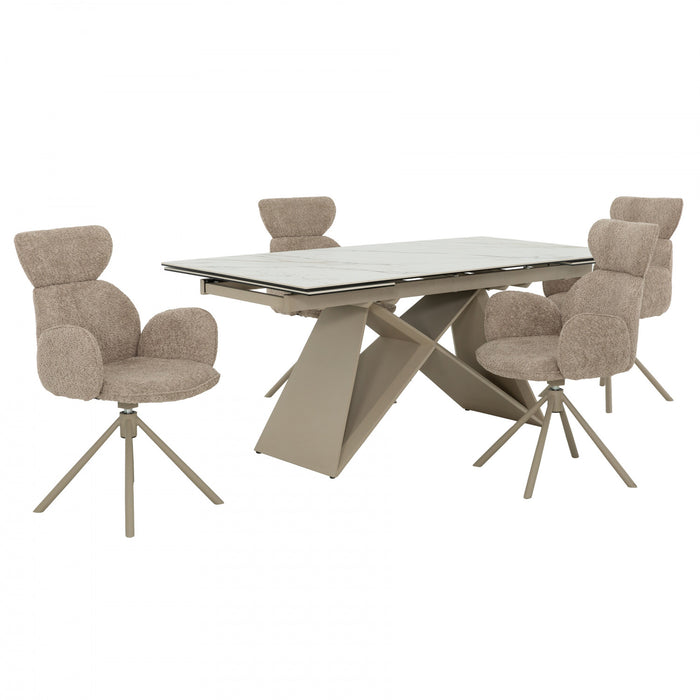 Wrenley 5-Piece Extendable Dining Set with Upholstered Armchairs (Seats 4-6)