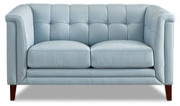 Hydeline Bodie Leather Loveseat - Spa Blue