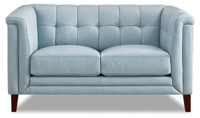 Hydeline Bodie Leather Loveseat - Spa Blue|Causeuse Bodie de Hydeline en cuir - bleu spa