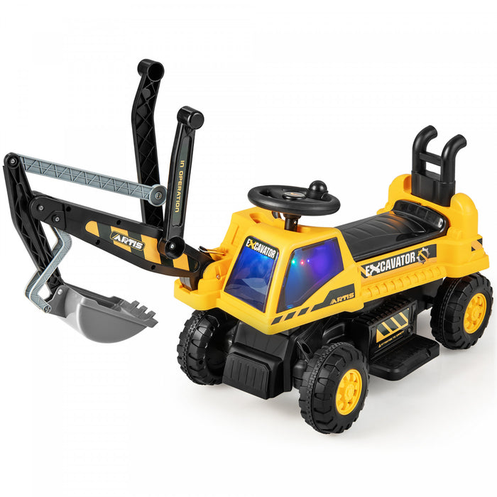 Costway Kids Ride On Excavator Digger Electric Construction Vehicles With Lights & Music