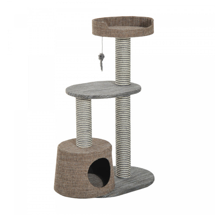 Pawhut Scratching Cat Tree Post Climbing Kitten Pets Kitty Furniture With Toy, Brown