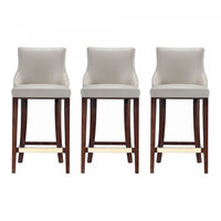 Shubert Modern Wood Upholstered Barstool in Light Gray - Set of 3