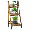 Outsunny Outdoor Plant Stand, Foldable Flower Stand 3-tier Wooden Plant Shelf For Garden Indoor Outdoor, 16