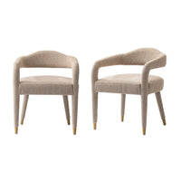 Aspen Mid-Century Modern Upholstered Tweed Armchair in Gold Dust - Set of 2
