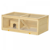 Pawhut Wooden Hamster Cage, Small Animals Kit Hutch, Exercise Play House For Dwarf Hamsters, Gerbils