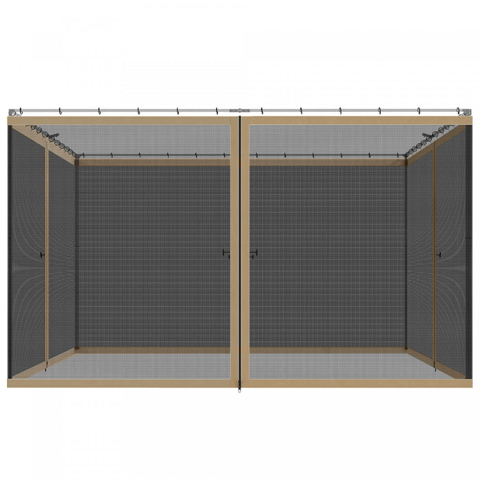 Outsunny 12' x 12' Gazebo Replacement Mosquito Netting Screen Walls, Khaki