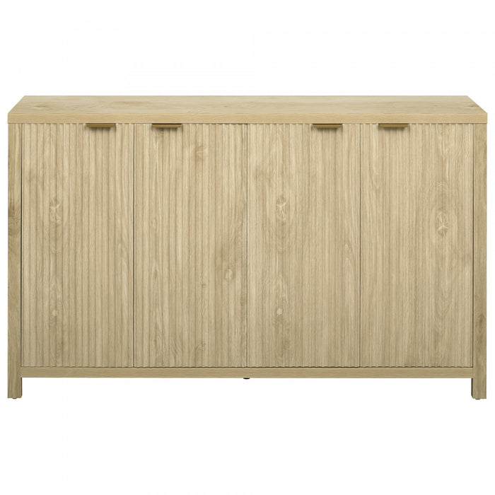 Ted 55\" Fluted Buffet Cabinet With Storage And Adjustable Shelves - Natural