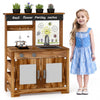 Costway Kids Mud Kitchen Set With Removable Sink Faucet Dual Stoves 4 Planting Pots