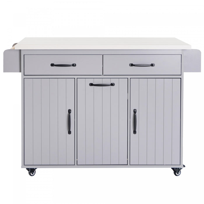 Nathan Kitchen Island With Tilt-out Trash Cabinet And Storage - Grey