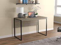 47” Computer Desk - Dark Taupe With Black Metal Base 