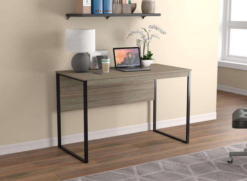 47” Computer Desk - Dark Taupe With Black Metal Base