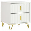 HOMCOM Nightstand, Bedside Table, Side End Table w/ 2 Drawers, Metal Legs