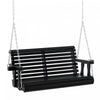 Outsunny 2 Seater Porch Swing Wooden Patio Swing Chair Seat With Cup Holder And Chains Outdoor Swing Bench For Garden Yard, Black