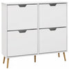 HOMCOM Shoe Cabinet with 4 Flip Drawers and Adjustable Shelves, White