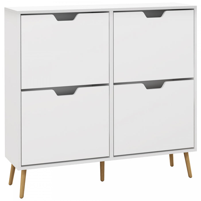 HOMCOM Shoe Cabinet with 4 Flip Drawers and Adjustable Shelves, White