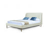 Heather Mid-Century Modern Velvet Upholstered Full Bed in Cream and Gold