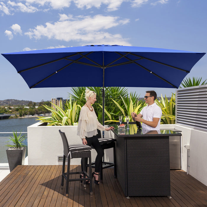 Costway 10'x13' Patio Offset Cantilever Umbrella Aluminum 360° Rotation Tilt Navy