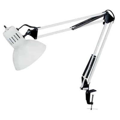Dainolite Working/Task Lamp Spring Balanced Clampon Gloss White 36" Reach|Lampe de travail de Dainolite avec pince à ressort équilibrée, portée de 36 po et fini blanc lustré