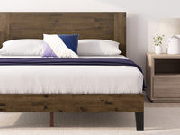 Tonja Wood Platform Bed with Headboard in Brown - Queen Size