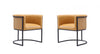 Cosmopolitan Mid-Century Modern Vegan Leather Metal Dining Chair in Camel - Set of 2