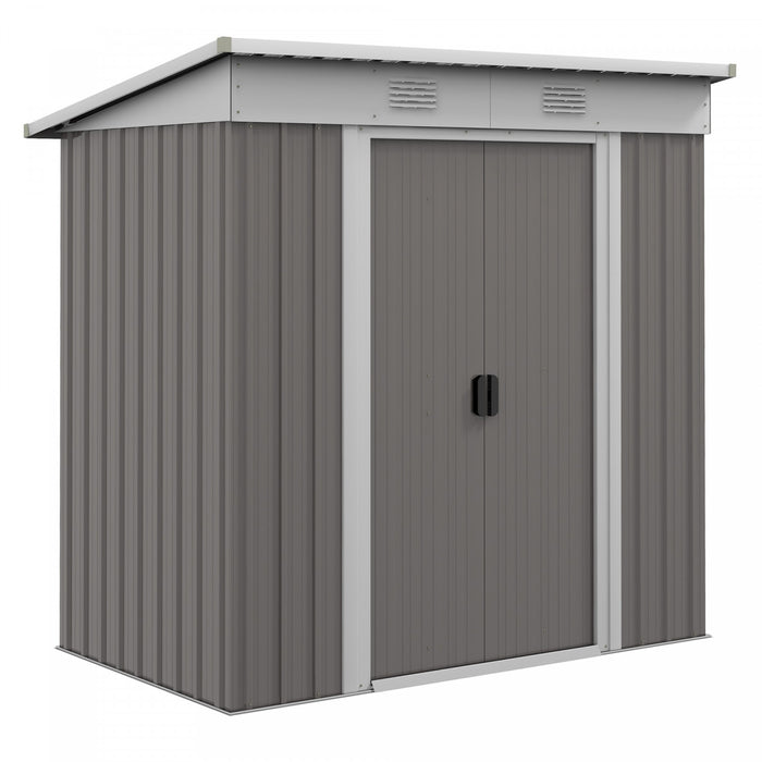 Outsunny 6' X 4' Metal Outdoor Storage Shed W/ Sliding Doors Light Grey