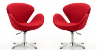 Raspberry Modern Upholstered Swivel Lounge Chair in Red - Set of 2 Accent Chair