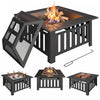 Outsunny Outdoor Fire Pit with Fire Poker, Wood Burning Firepit, Black