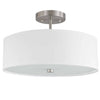 Dainolite Everly 3 Light Semi-flush Mount Satin Chrome Finish White Shade Lamp