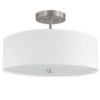 Dainolite Everly 3 Light Semi-flush Mount Satin Chrome Finish White Shade Lamp