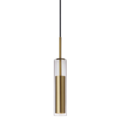 Dainolite Luna LED Pendant 6w Aged Brass Finish Clear Glass Lamp|Luminaire suspendu Luna de Dainolite en verre transparent, avec fini laiton vieilli et ampoule à DEL de 6 W