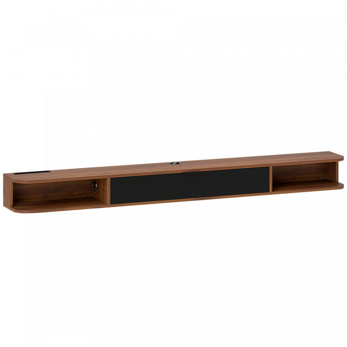 HOMCOM 71\" Floating TV Stand, Wall Mounted Media Console, Walnut