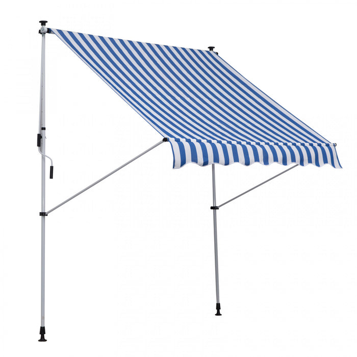Outsunny 6.6'x5' Manual Retractable Patio Awning Window Door Sun Shade Deck Canopy Shelter Water Resistant Uv Protector Blue