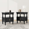 Aspen Nightstand Set of 2 with Drawers and Open Shelves, Black