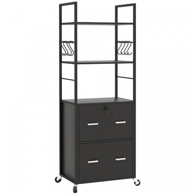 Vinsetto 2 Drawer File Cabinet with Lock, Adjustable Hanging Bar, Black