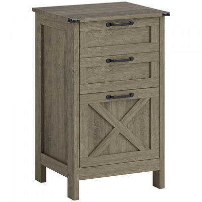 HOMCOM 3 Drawer File Cabinet Filing Cabinet for A4 Letter Size Grey Wash