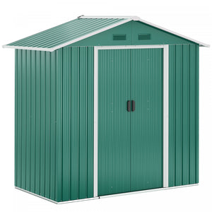 Outsunny 6.5ft X 3.5ft Metal Garden Shed, Large Outdoor Shed Storage Building With Double Sliding Doors And 4 Vents, Green