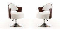 Bopper Modern Vegan Leather Swivel Lounge Chair in White - Set of 2