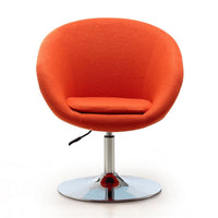 Manhattan Comfort Hopper Polished Chrome Wool Blend Adjustable Height Chair - Orange