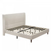 Harper Upholstered King Bed Frame with High Headboard, Chenille Fabric - Beige
