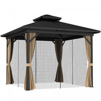 Outsunny 10' X 12' Hardtop Gazebo Outdoor Aluminum Gazebo, Dark Brown