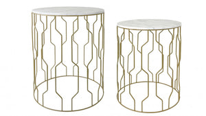 Luce Lumen 2-Piece Faux Marble Accent Table Package - Gold