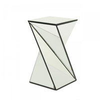 Molly Light-reflecting Design Geometric Mirrored Accent Side Table With Glass And Engineered Wood - Silver 