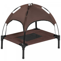 Pawhut Elevated Dog Bed With Canopy, Portable Raised Dog Cot For S Sized Dogs, Indoor & Outdoor, 25