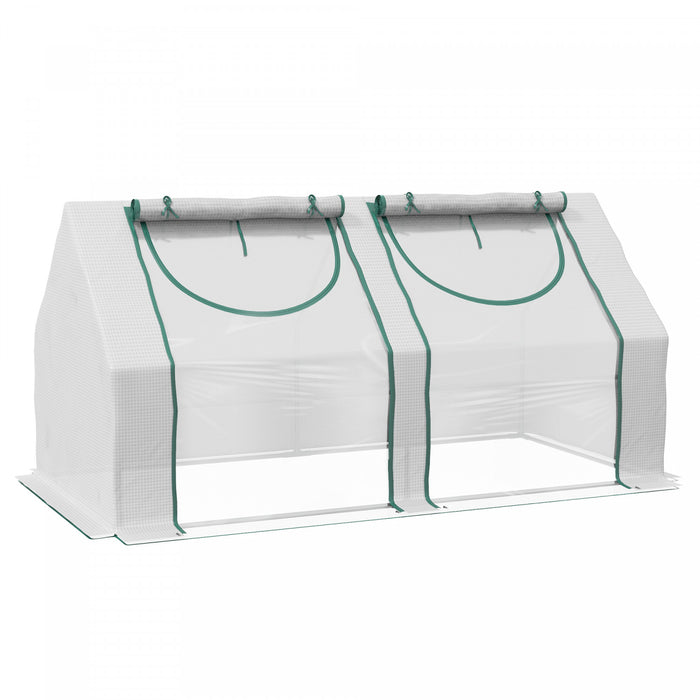 Outsunny 6' X 3' X 3' Mini Greenhouse With 2 Pe/plastic Covers, White