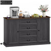 HOMCOM 58\" Sideboard Buffet Cabinet with Charging Station Black Wood Grain